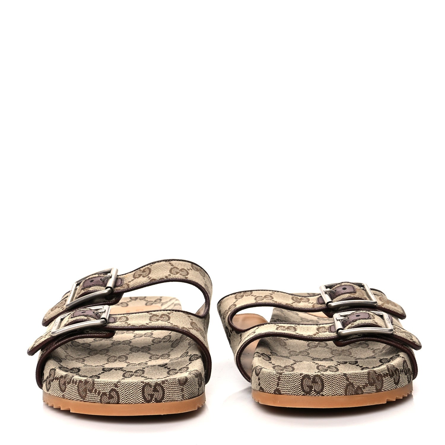 Gucci GG Monogram Lavaredo Eco Fabric Mens Slide Sandals With Straps 10 Beige Ebony Light Brown 2 of 8