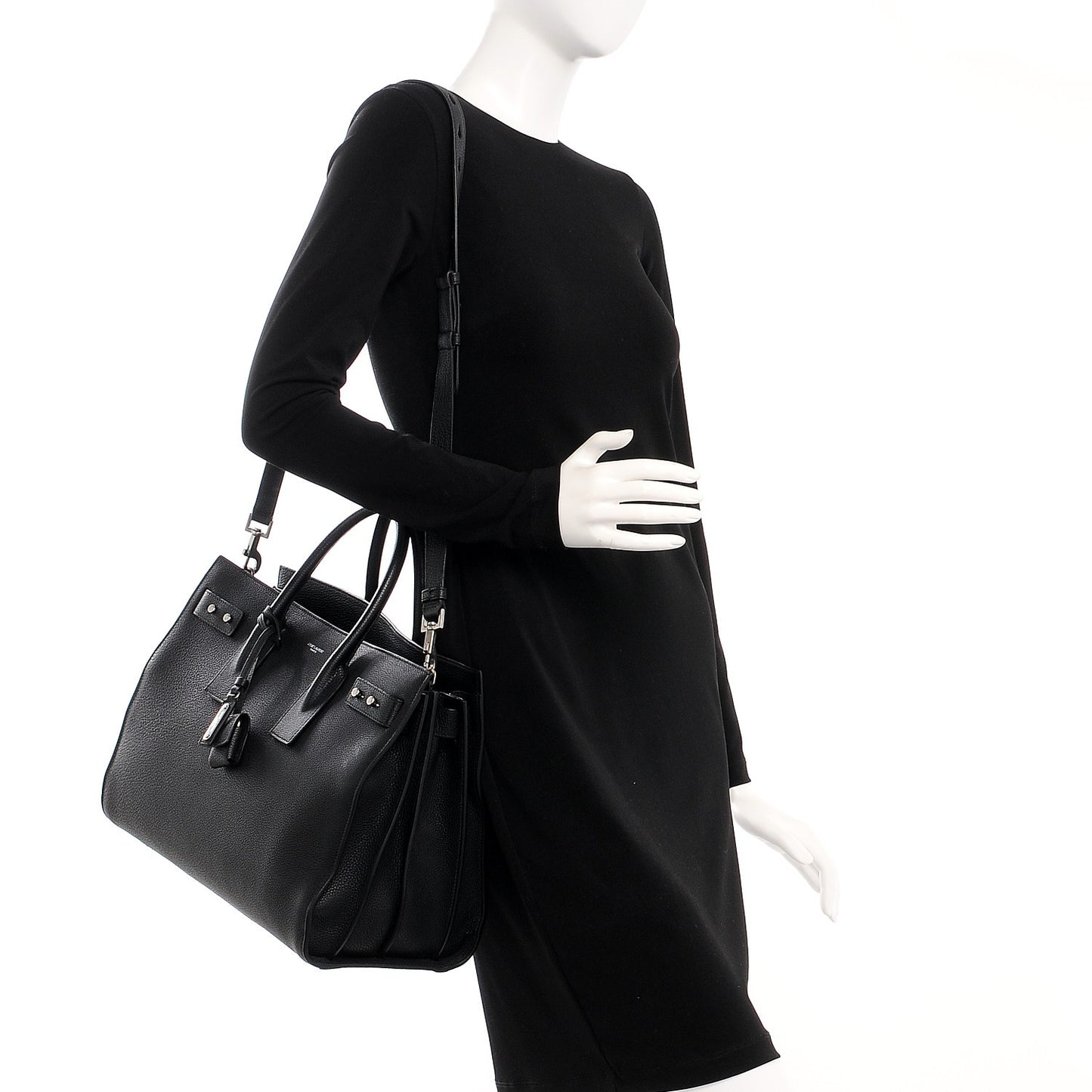 Grained Calfskin Medium Supple Sac De Jour Black