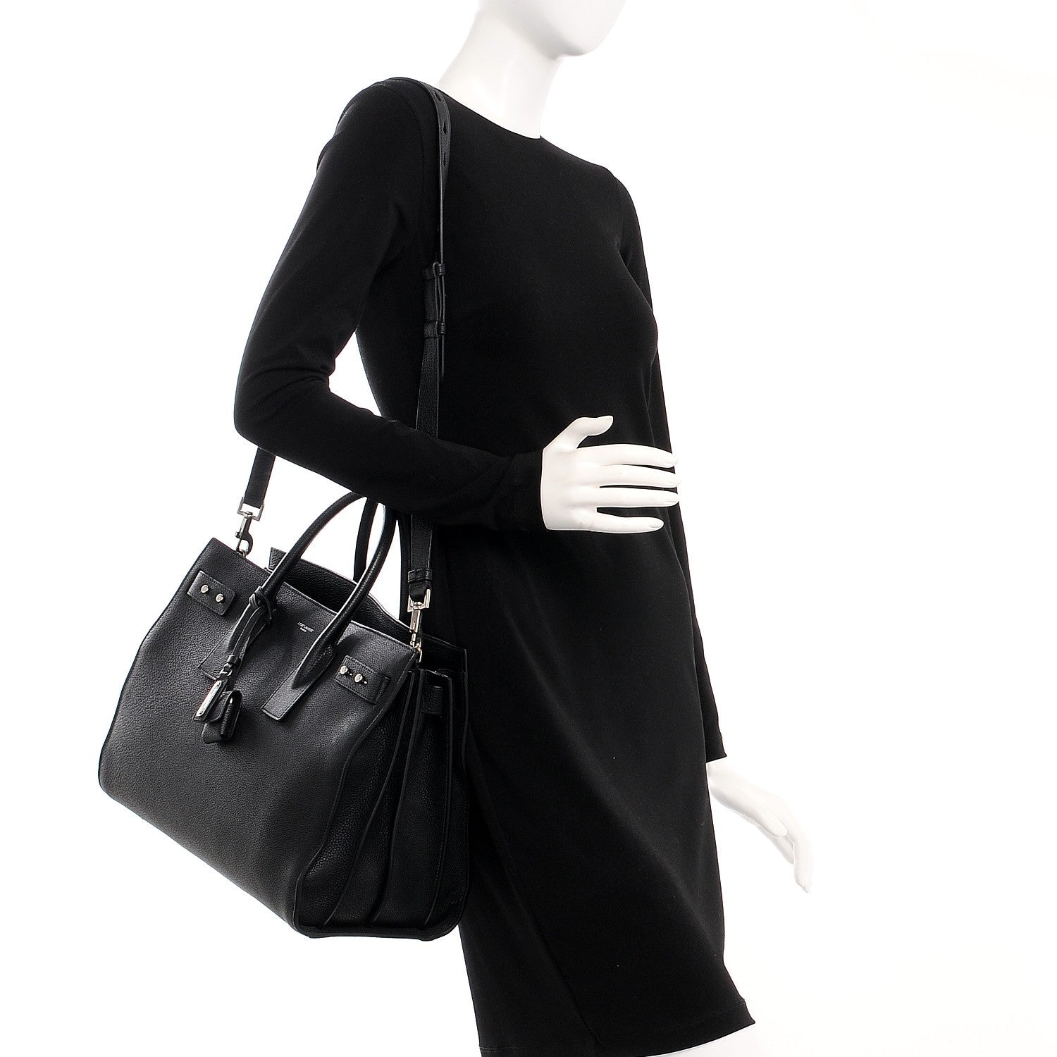 Saint Laurent Grained Calfskin Medium Supple Sac De Jour Black 2 of 18