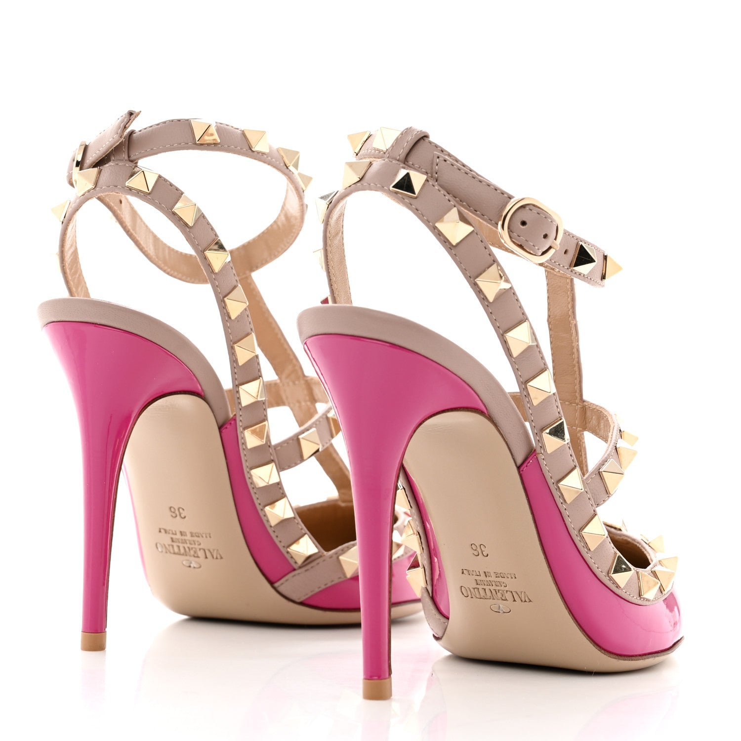 Valentino Garavani Patent Nappa Rockstud Ankle Strap 100mm Pumps 36 Fuxia Poudre 4 of 8