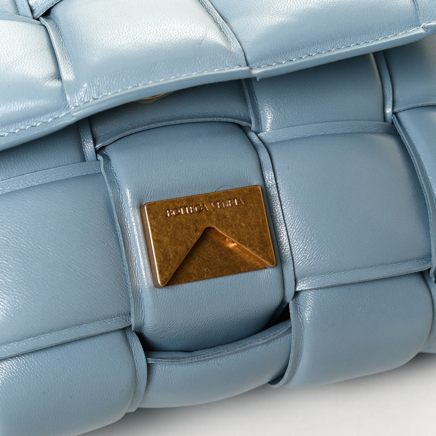 Nappa Maxi Intreccio Padded Cassette Crossbody Bag Ice
