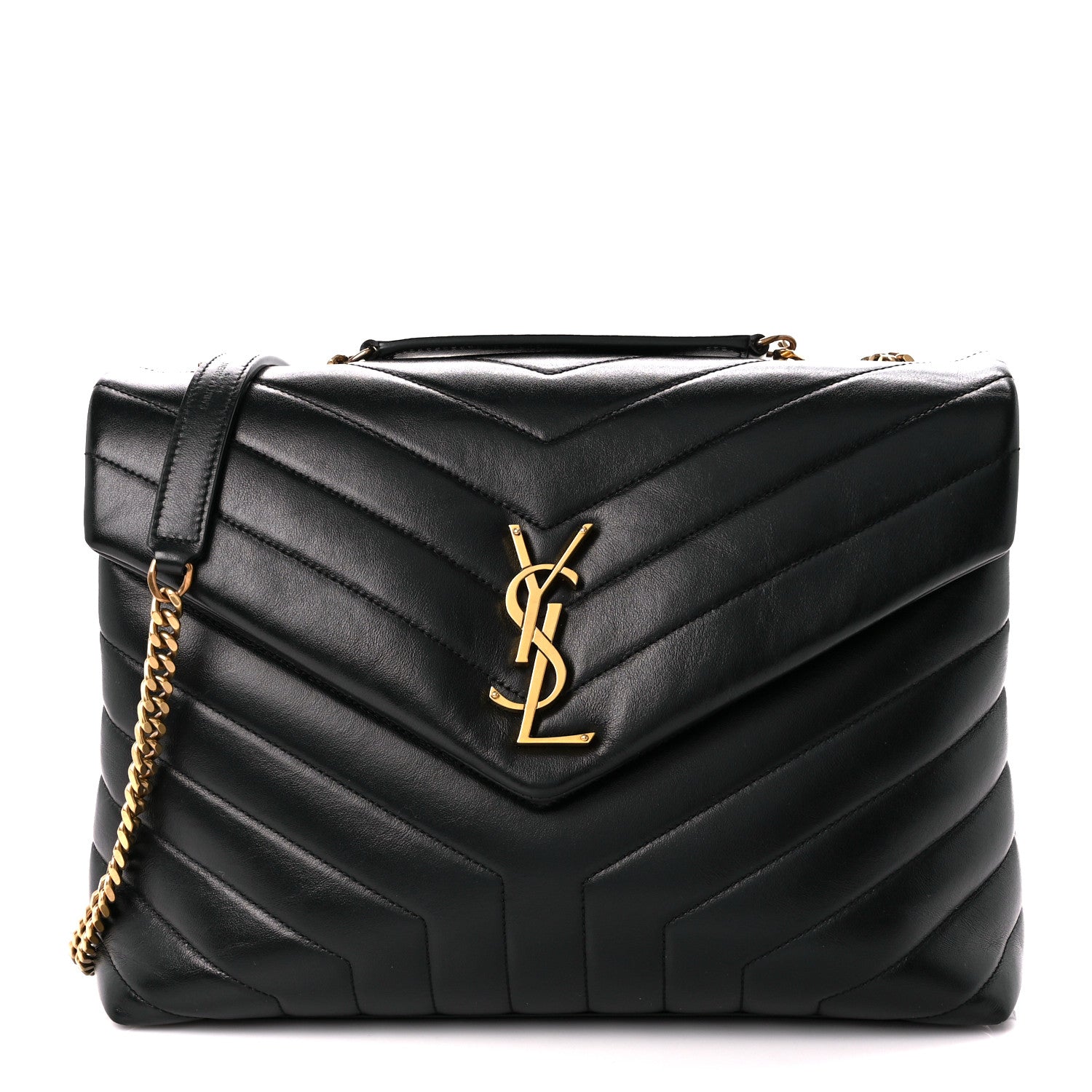 Saint Laurent Calfskin Y Quilted Monogram Medium Loulou Chain Satchel Black 1 of 11