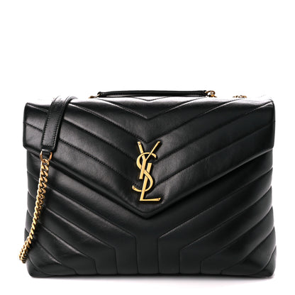 Saint Laurent Calfskin Y Quilted Monogram Medium Loulou Chain Satchel Black 1 of 11