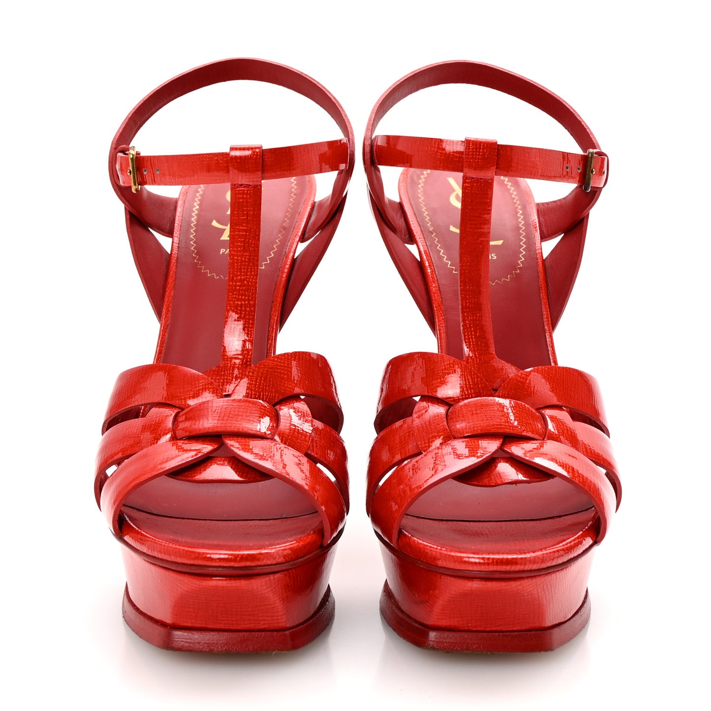 Patent Textured Tribute 105 Platform Sandals 40 Poppy