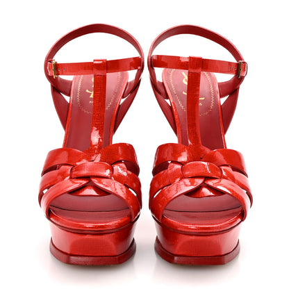 Saint Laurent Patent Textured Tribute 105 Platform Sandals 40 Poppy 3 of 10