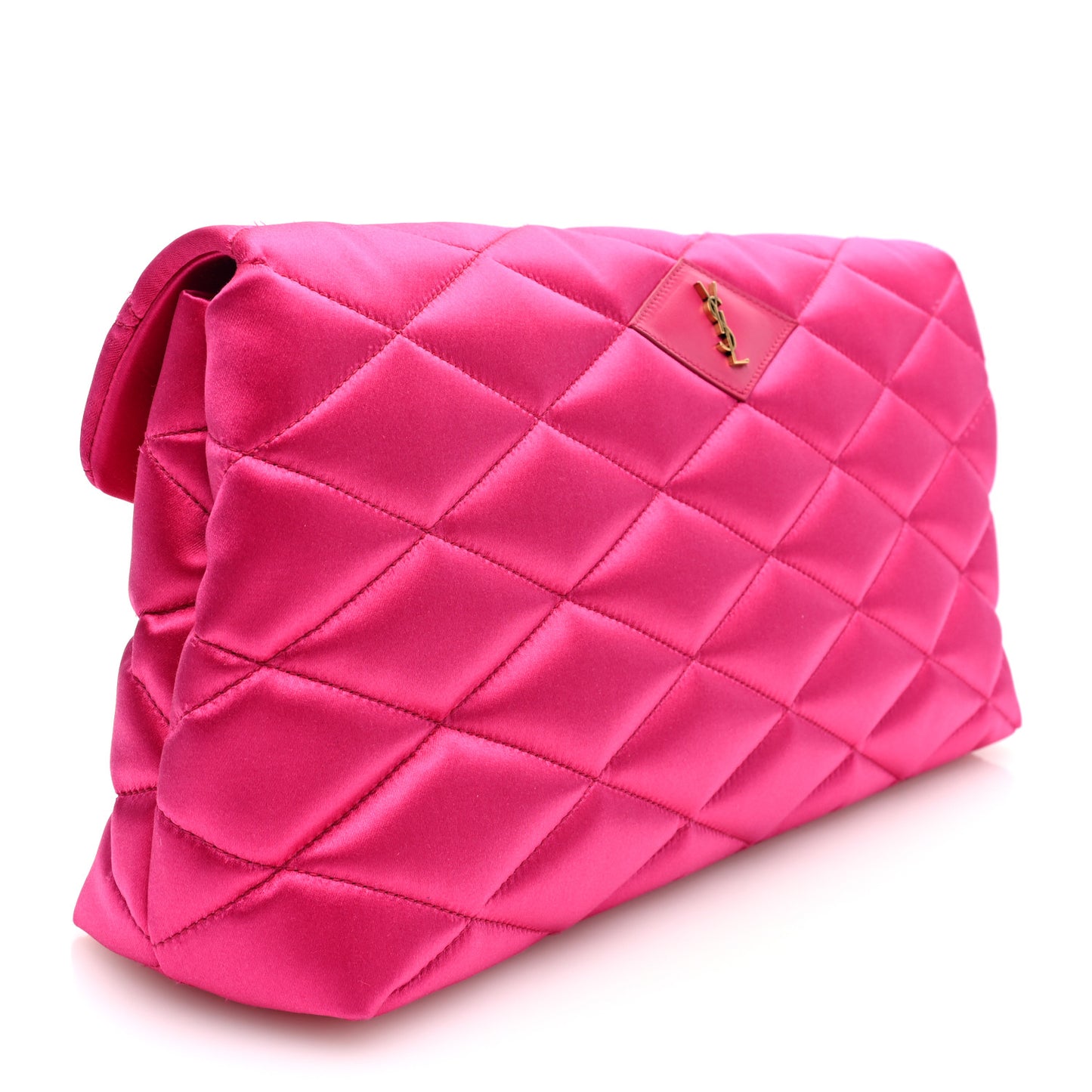 Satin Quilted Sade Puffer Envelope Clutch Bubblegum