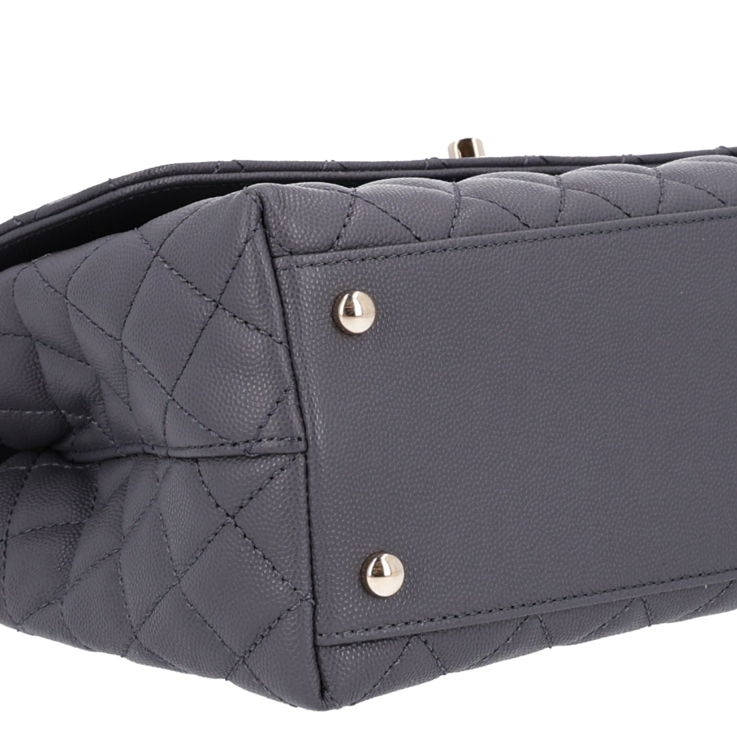 Caviar Quilted Small Coco Handle Flap Dark Grey