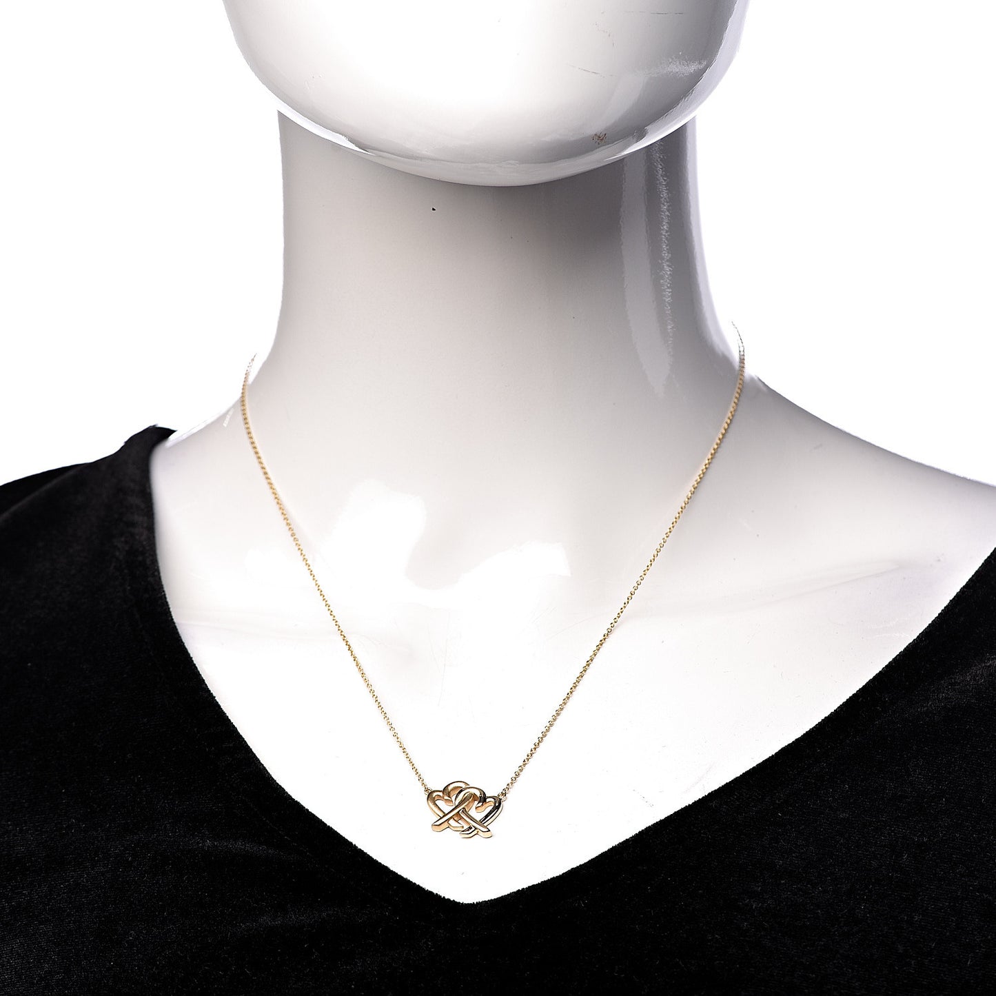18K Yellow Gold Paloma Picasso Loving Heart Interlocking Pendant Necklace