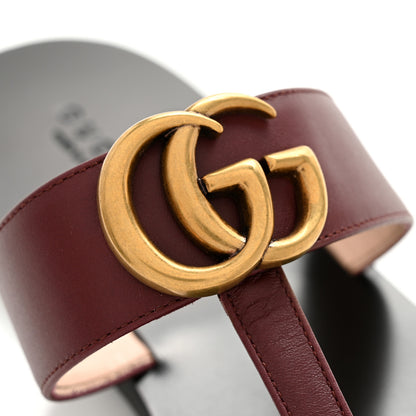 Gucci Calfskin GG Marmont Thong Sandals 40 Vintage Bordeaux 10 of 11