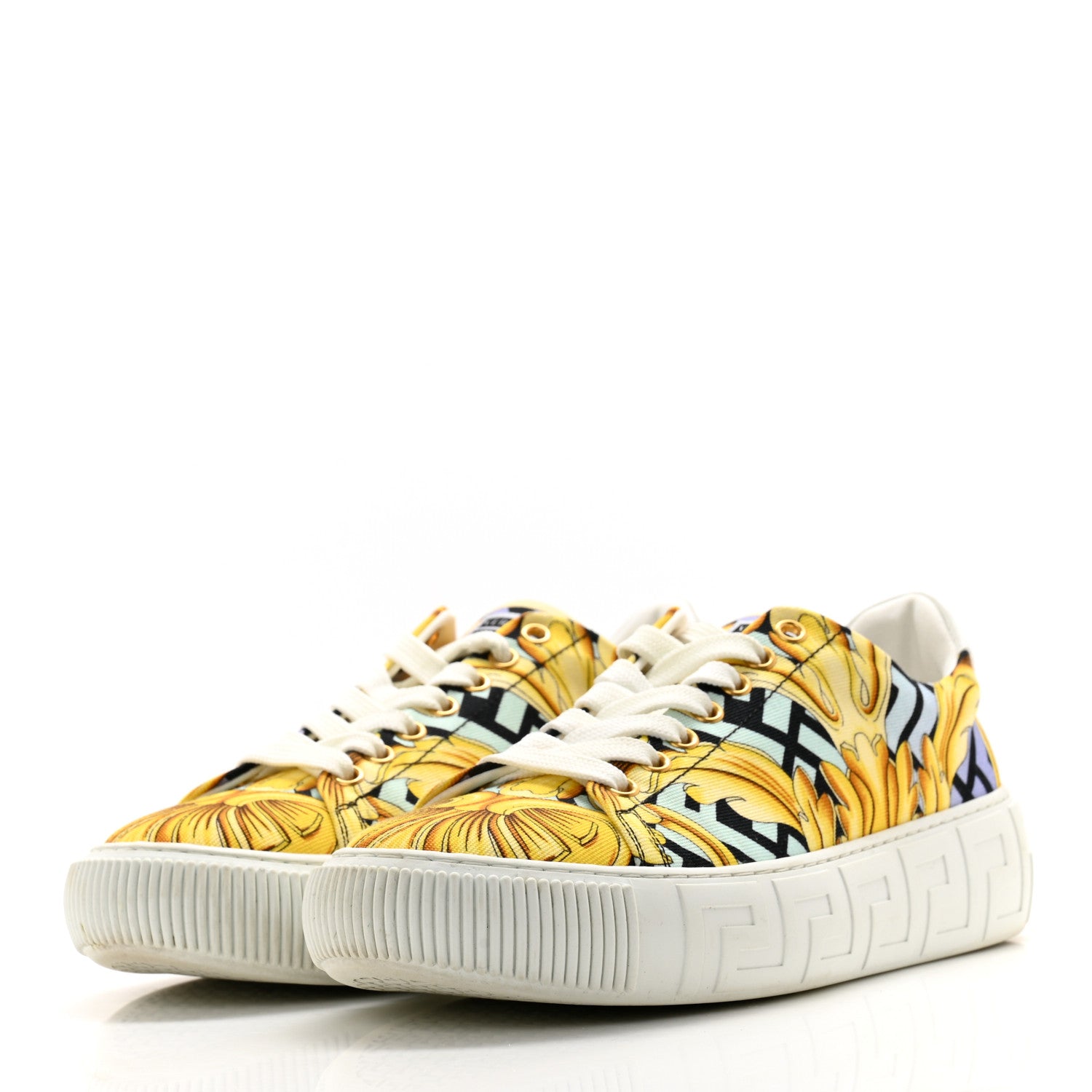 Versace X FENDI Fabric FF Baroque Womens Fendace Greca Sneakers 39.5 Gold Multicolor 3 of 11