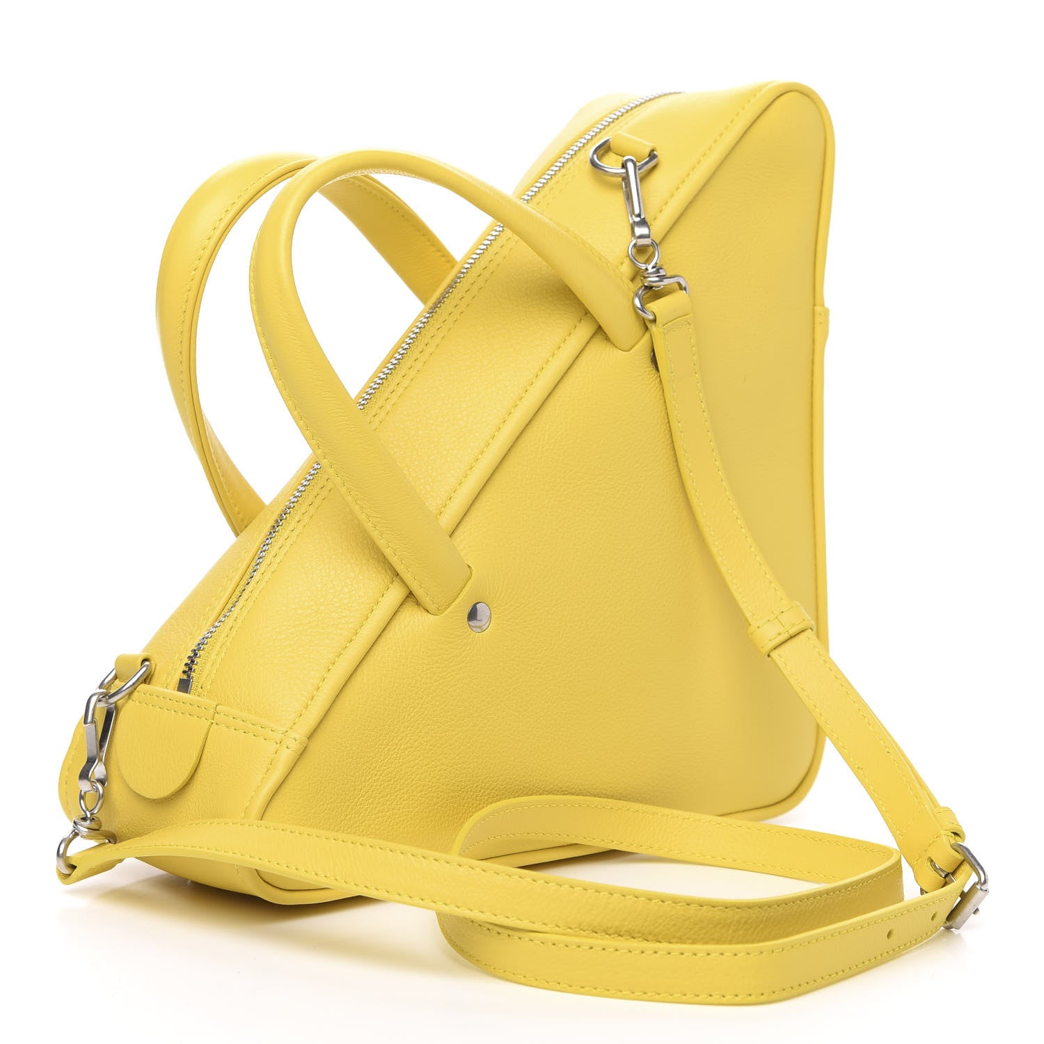 Balenciaga Shiny Day Calfskin Logo S Triangle Duffle Jaune Black 3 of 10