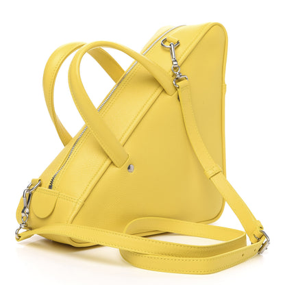 Balenciaga Shiny Day Calfskin Logo S Triangle Duffle Jaune Black 3 of 10