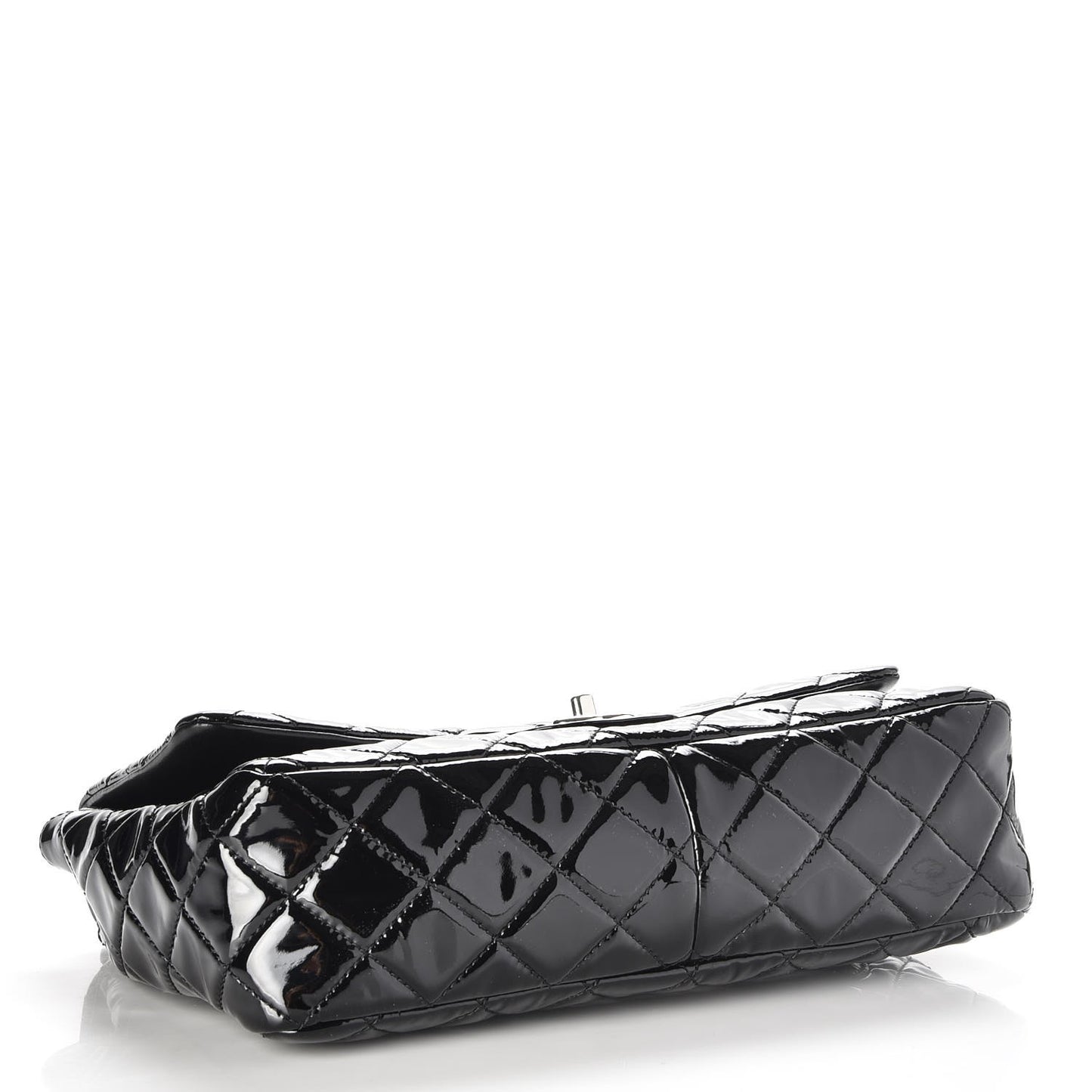 Patent Quilted Jumbo Single Flap Black
