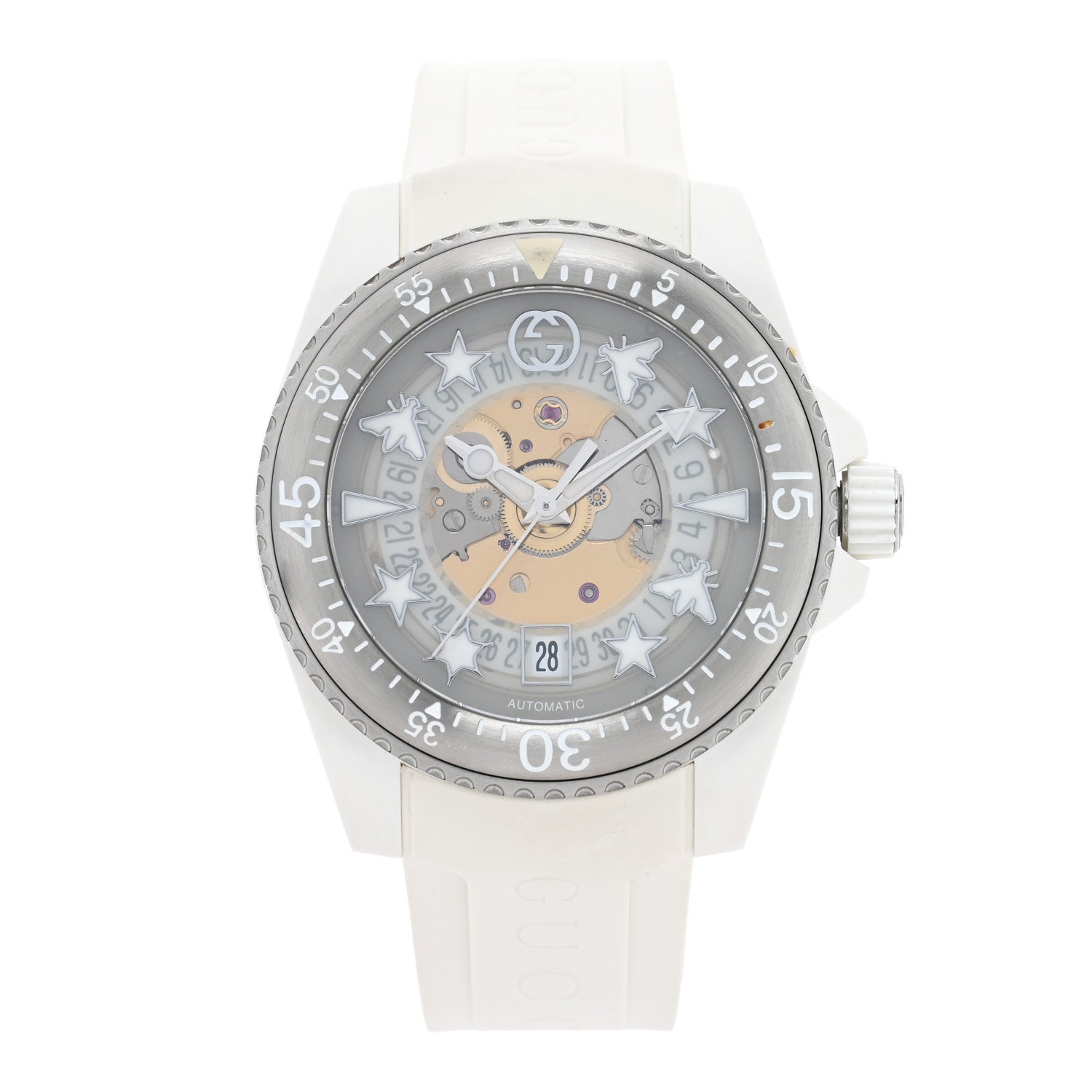 Gucci Stainless Steel Rubber 40mm Dive Quartz Watch White 1 of 5