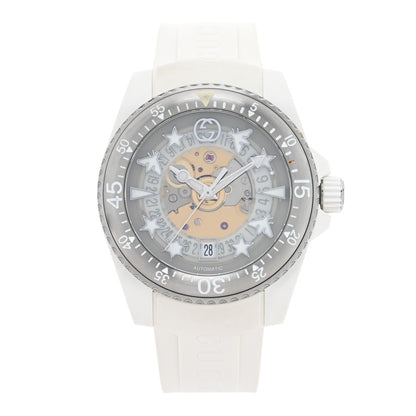Gucci Stainless Steel Rubber 40mm Dive Quartz Watch White 1 of 5