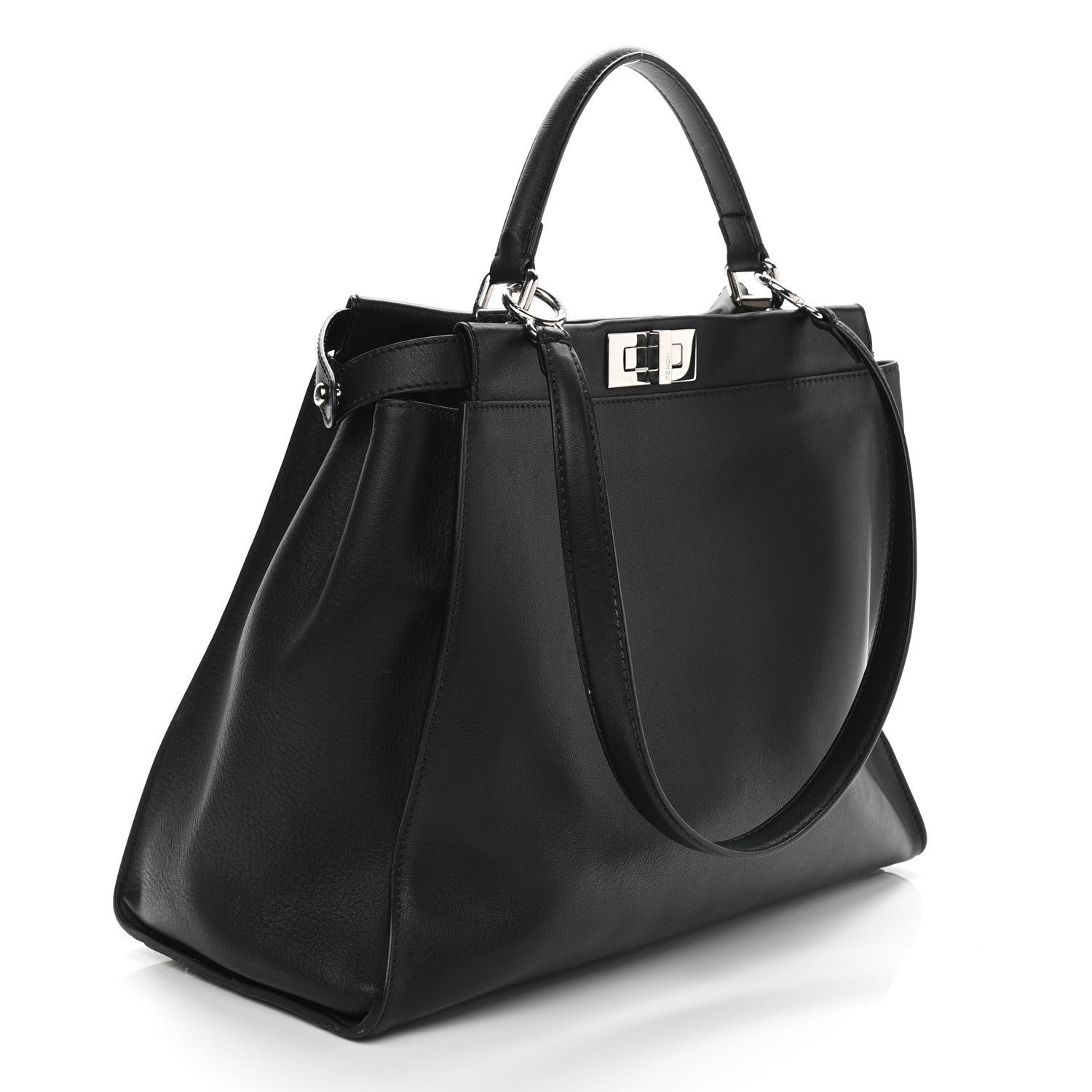 Fendi Vitello Dolce Marmol Patent Crocodile Trapuntata Large Peekaboo Iconic Satchel Black Fumo 3 of 13