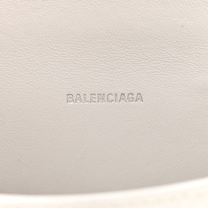 Balenciaga Shiny Calfskin Crocodile Embossed Hourglass Top Handle Bag XS White 6 of 19