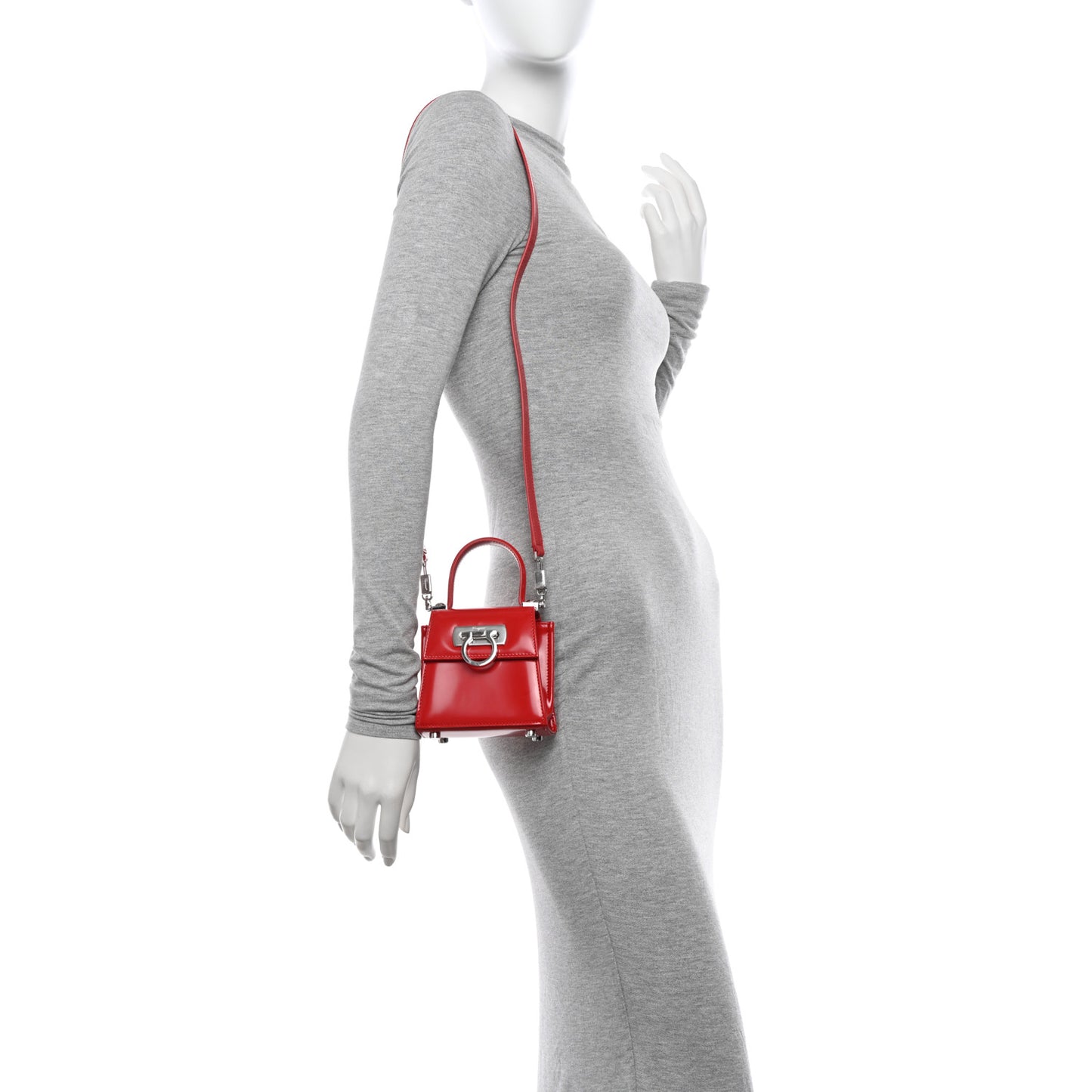 Brushed Off Calfskin Micro Iconic Top Handle Bag Flame Red