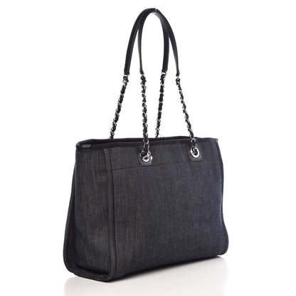 Chanel Denim Small Deauville Tote Dark Blue 3 of 9