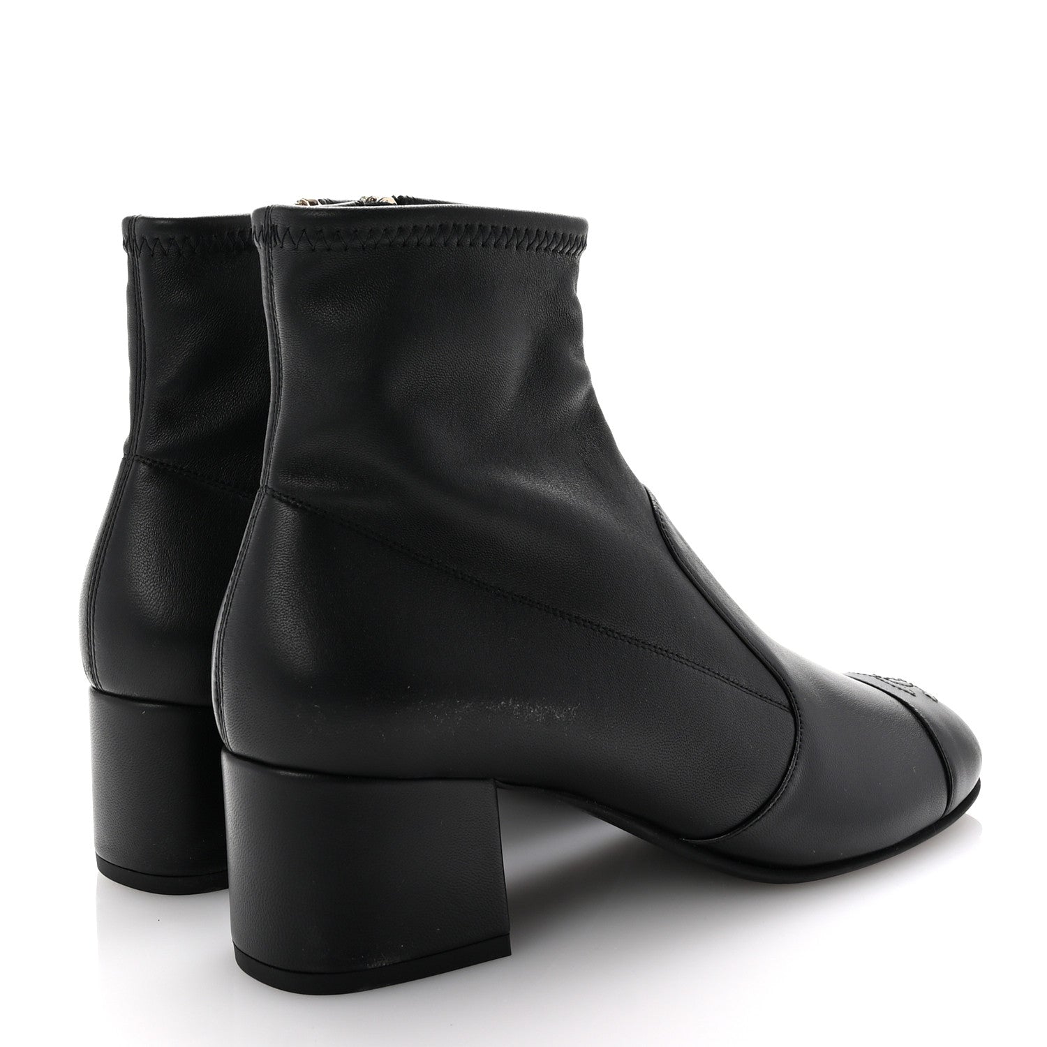 Chanel Stretch Lambskin Cap Toe CC Short Boots 38 Black 5 of 9