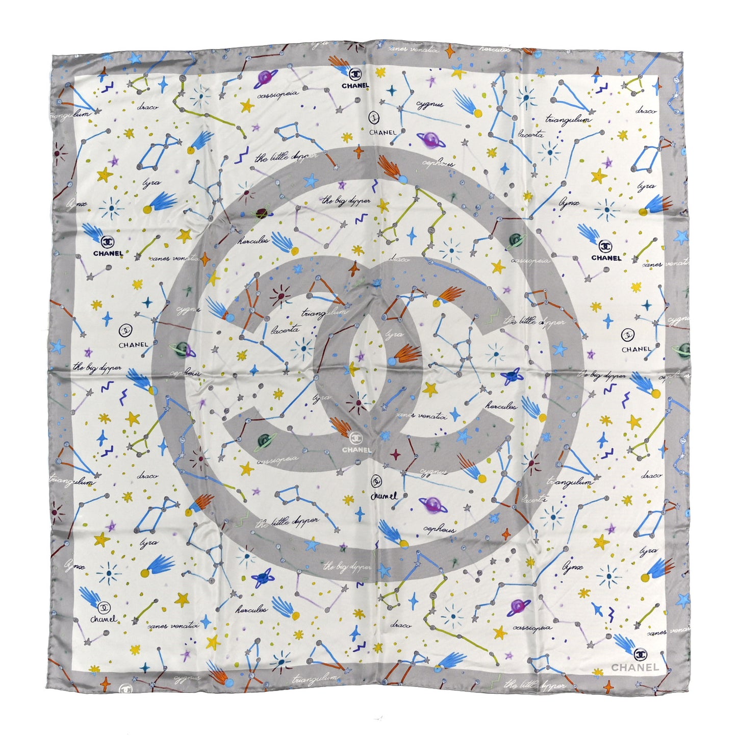 Silk Constellations CC Square Scarf Grey Multicolor