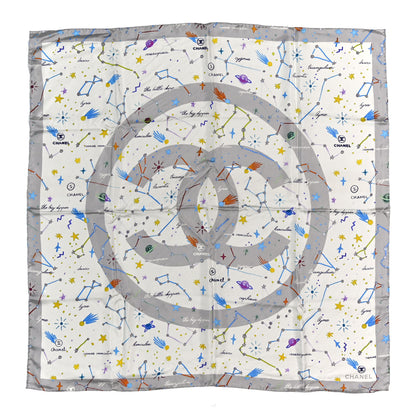 Chanel Silk Constellations CC Square Scarf Grey Multicolor 1 of 4