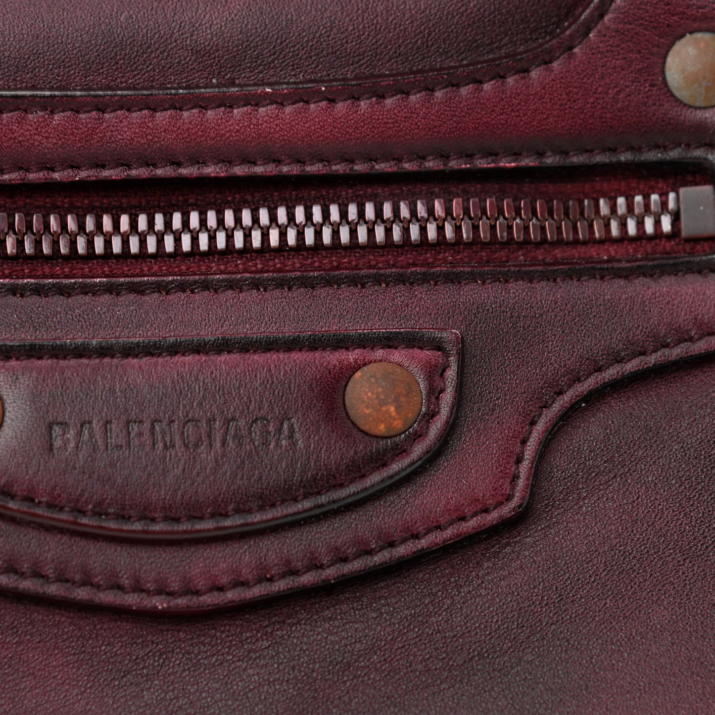 Used Calfskin Rust Hardware Neo Classic City Burgundy