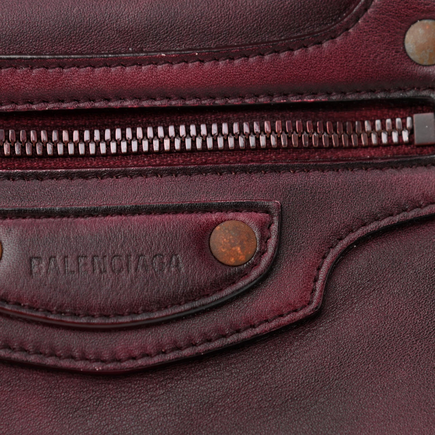Balenciaga Used Calfskin Rust Hardware Neo Classic City Burgundy 21 of 21