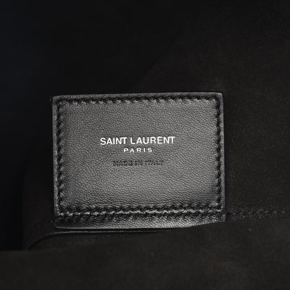 Saint Laurent Calfskin Crocodile Embossed Large Shopper Tote Black 6 of 7
