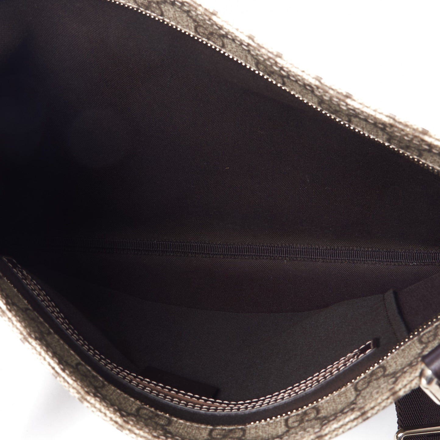 GG Supreme Monogram Medium Flat Messenger Bag Dark Brown