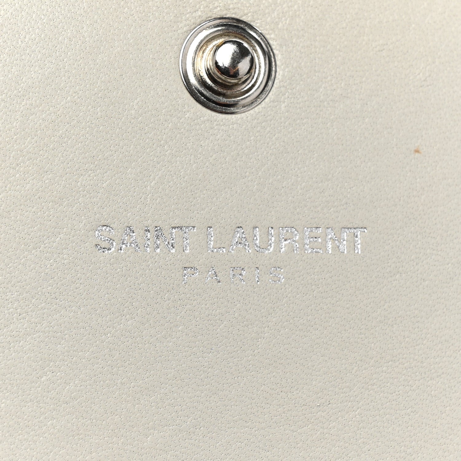 Saint Laurent Calfskin Crocodile Embossed Monogram Chain Wallet Blanc Vintage 7 of 16