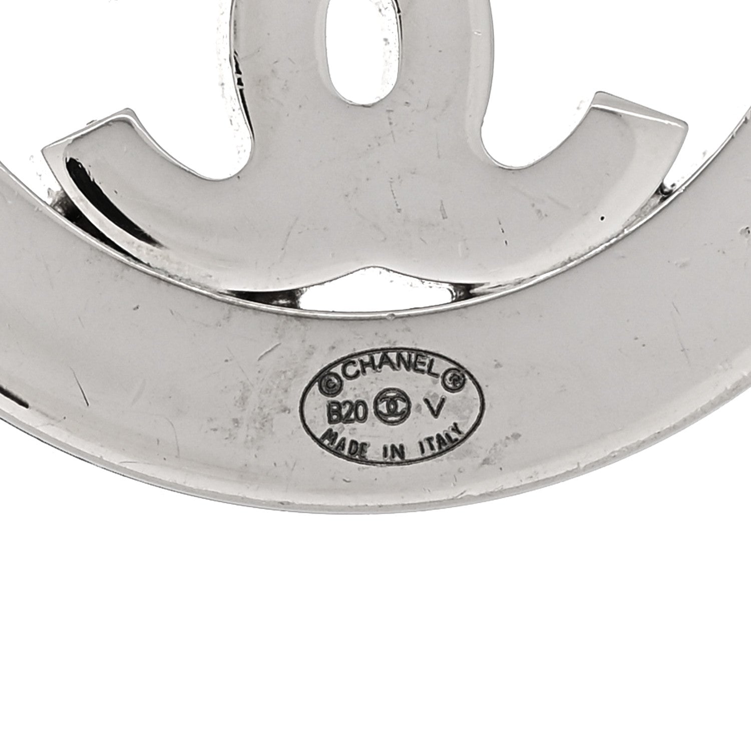 Chanel Crystal CC Round Earrings Silver 4 of 4