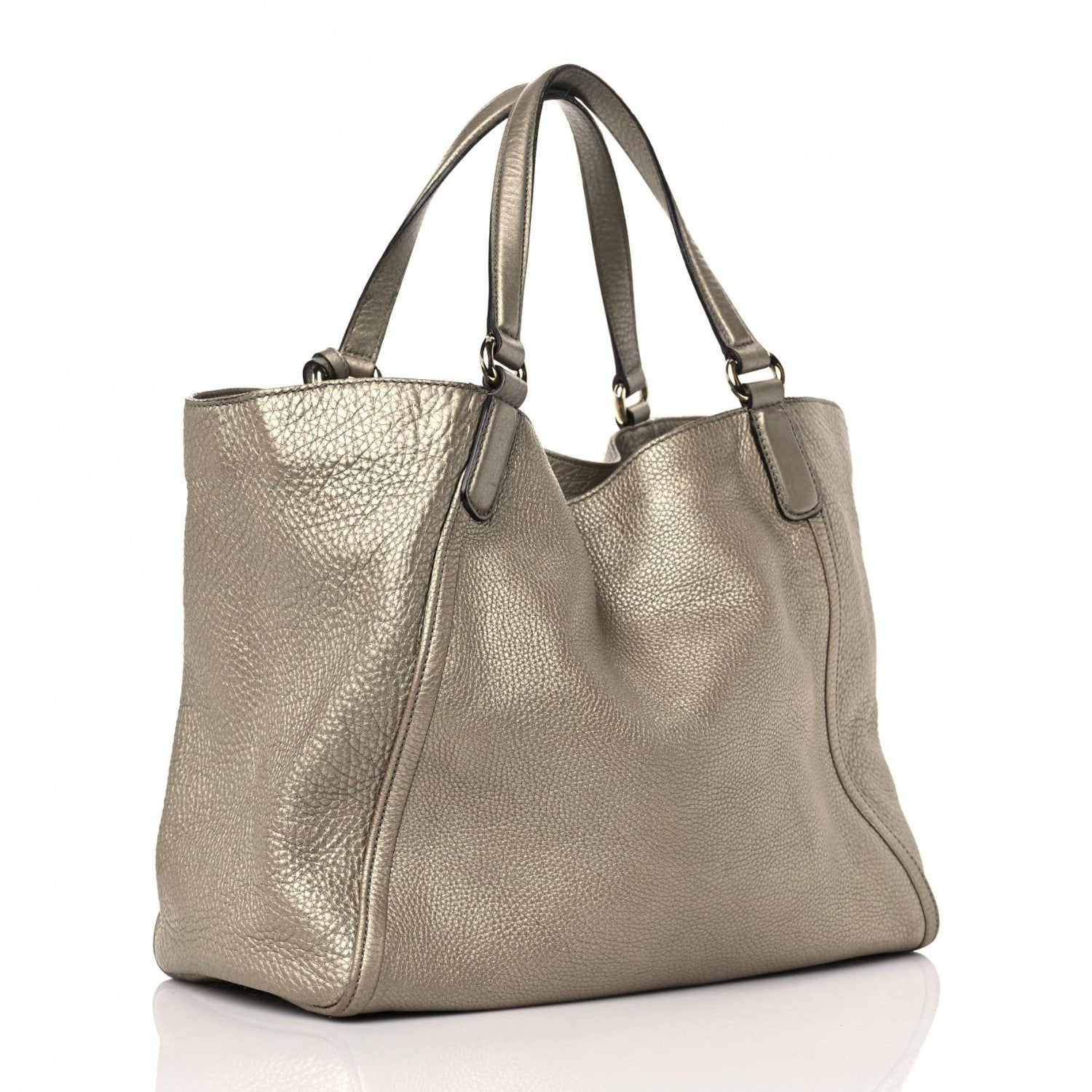 Gucci Metallic Pebbled Calfskin Medium Soho Shoulder Bag Golden Beige 3 of 19