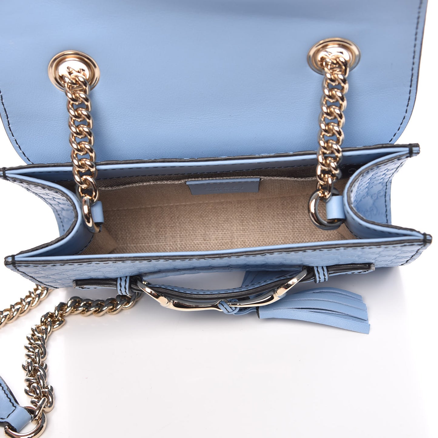 Soft Microguccissima Mini Emily Chain Shoulder Bag Mineral Blue