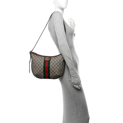 Gucci GG Supreme Monogram Web Small Ophidia Half Moon Hobo Brown 2 of 12