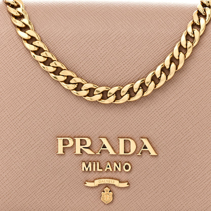 Prada Saffiano Lux Metal Logo Mini Flap Chain Shoulder Bag Cammeo 8 of 10