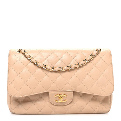 Chanel Caviar Quilted Jumbo Double Flap Beige Clair 1 of 12