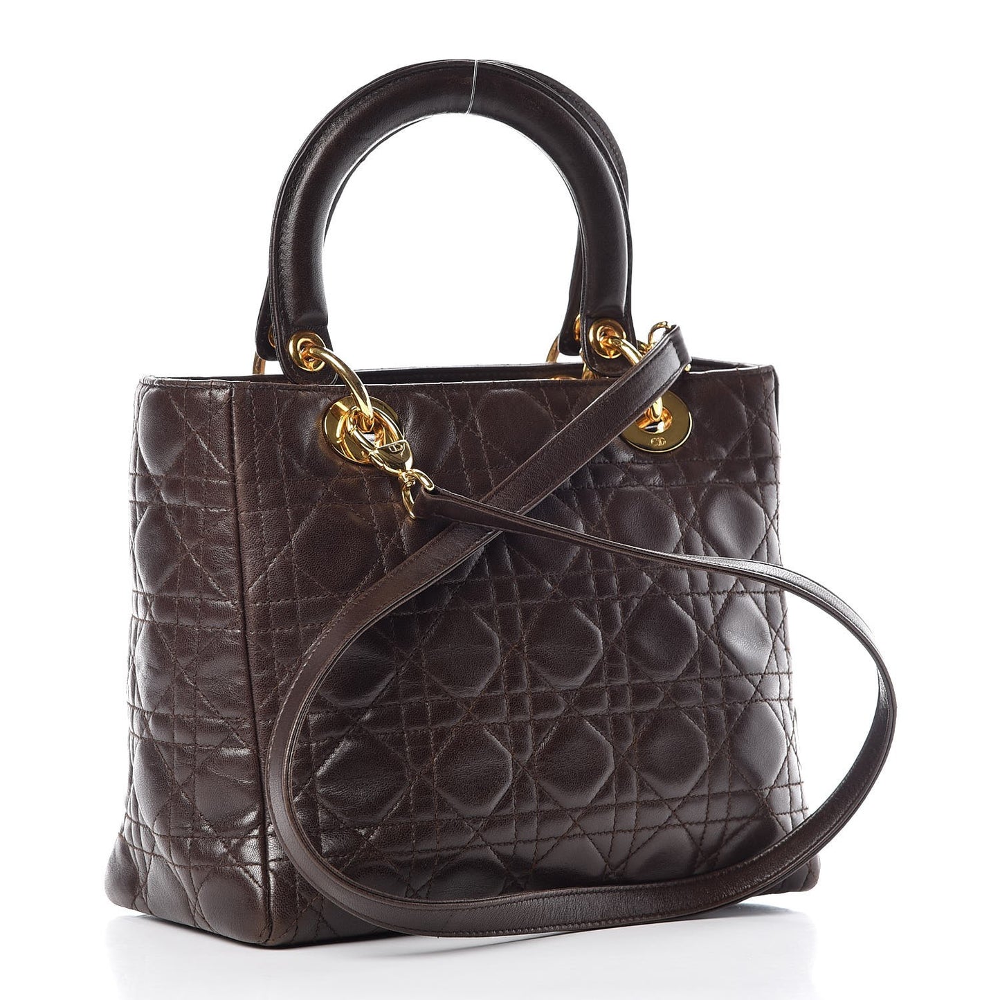 Lambskin Cannage Medium Lady Dior Dark Brown