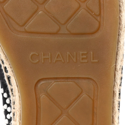 Chanel Neoprene Patent Calfskin Pearl CC Espadrilles 36 Black White 6 of 12