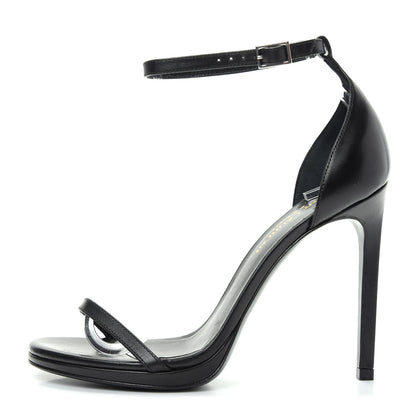Saint Laurent Calfskin Jane 110 Ankle Strap Sandals 35.5 Black 1 of 10