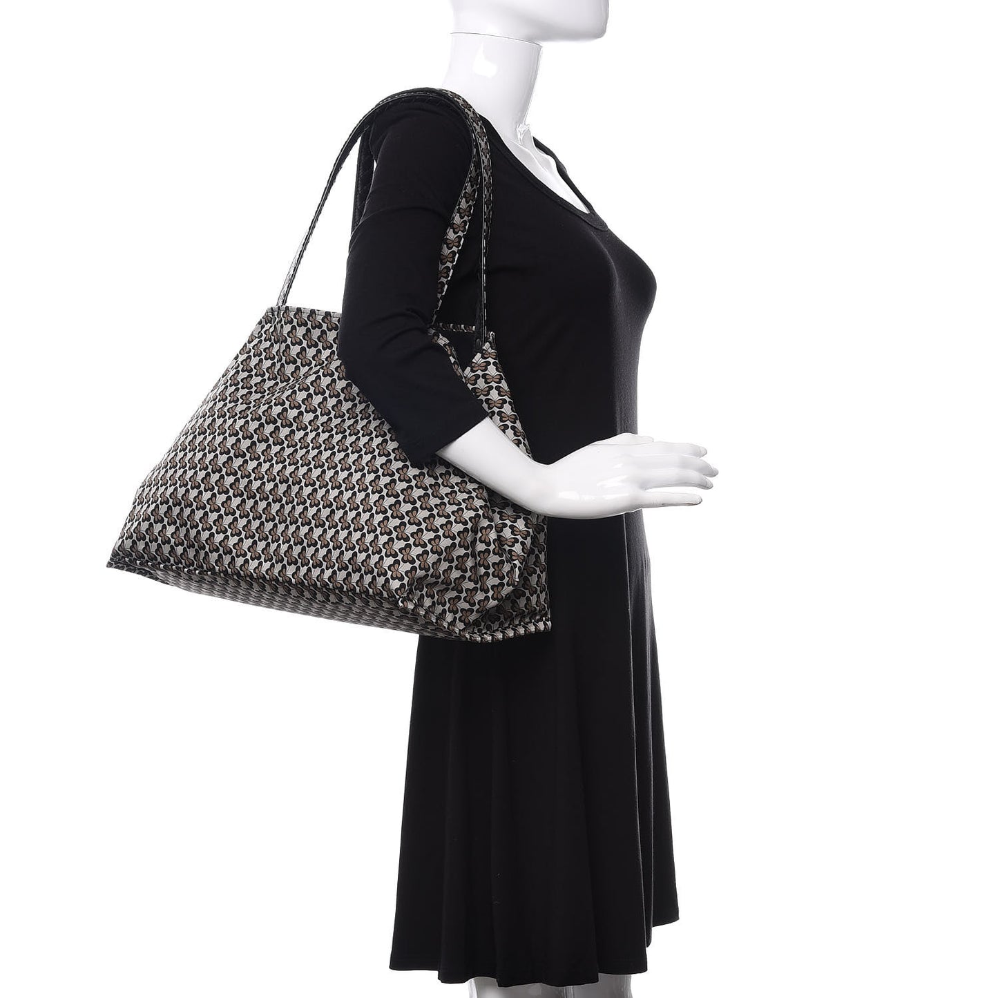 Nappa Nylon Medium Reversible Butterfly Shoulder Bag Black Cement