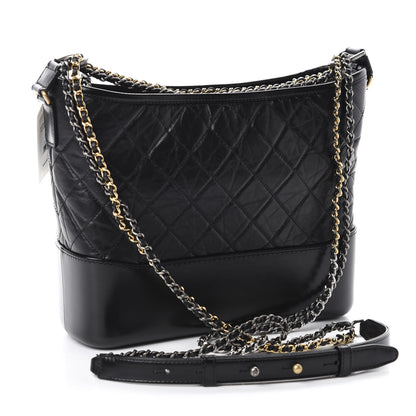 Chanel Aged Calfskin Quilted Medium Gabrielle Hobo Black 3 of 11