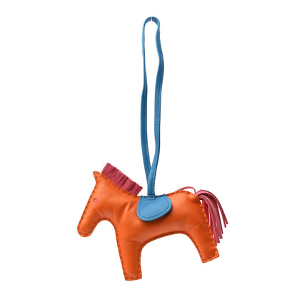 Hermes Milo Lambskin Grigri Rodeo Horse Bag Charm MM Orange Bleu Zanzibar Rose Azalee 1 of 4