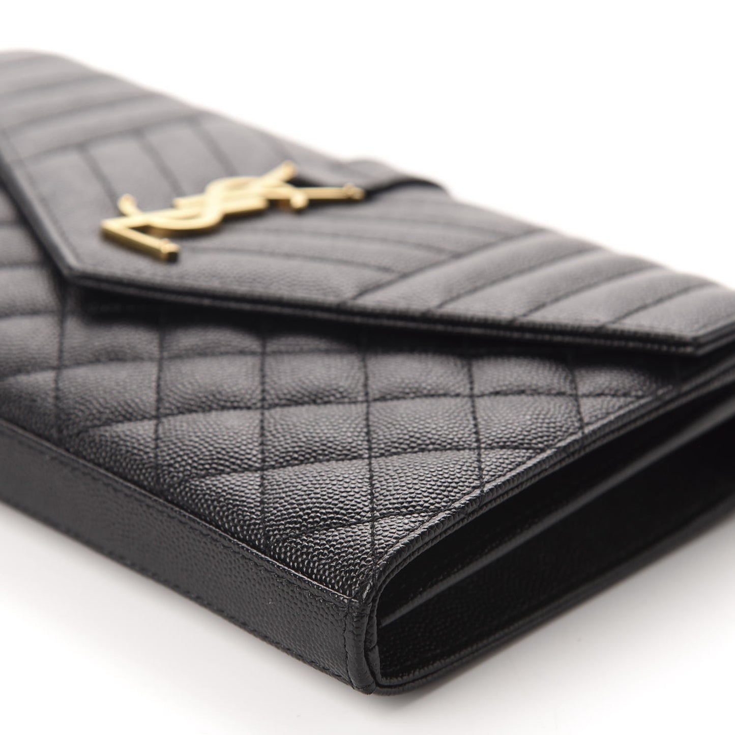 Grain De Poudre Mixed Matelasse Triquilt Monogram Chain Wallet Black