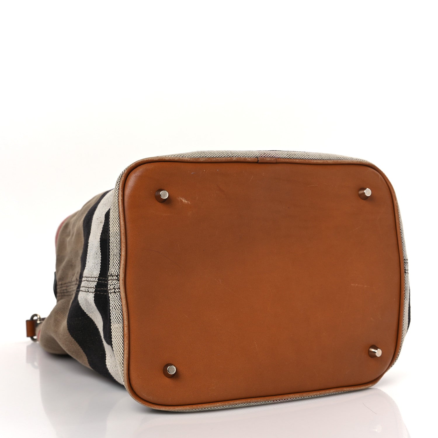 Burberry Canvas Mega Check Medium Ashby Bucket Bag Brown 5 of 10