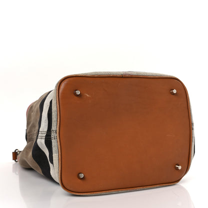 Burberry Canvas Mega Check Medium Ashby Bucket Bag Brown 5 of 10