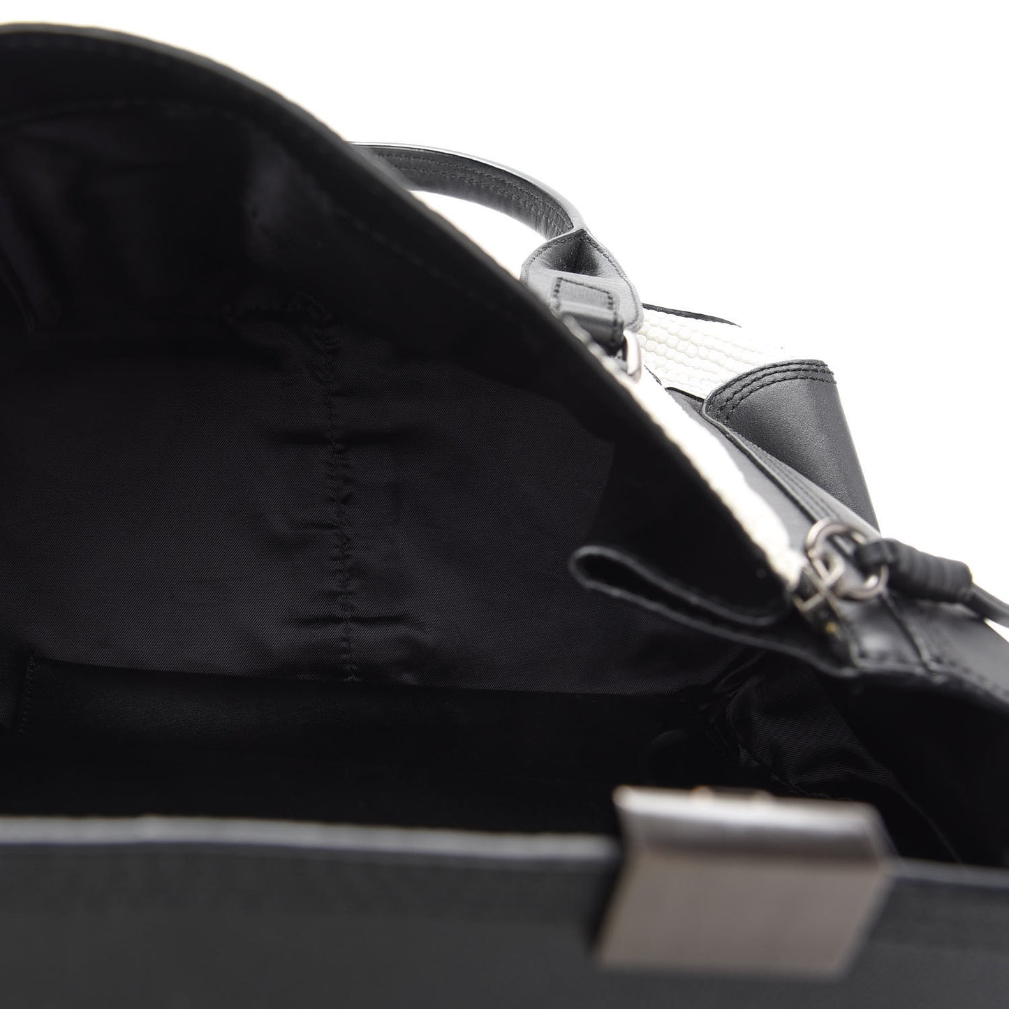 Embossed Medium Pashli Satchel Black White