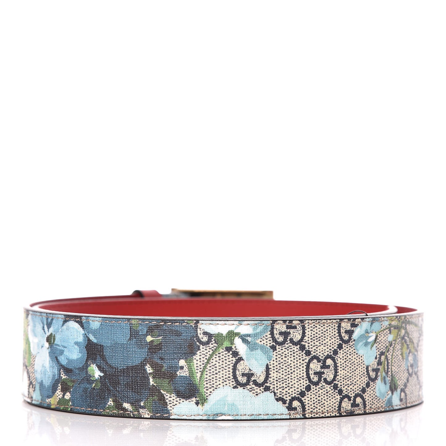 GG Plus Monogram Blooms Plaque Belt 85 34 Blue
