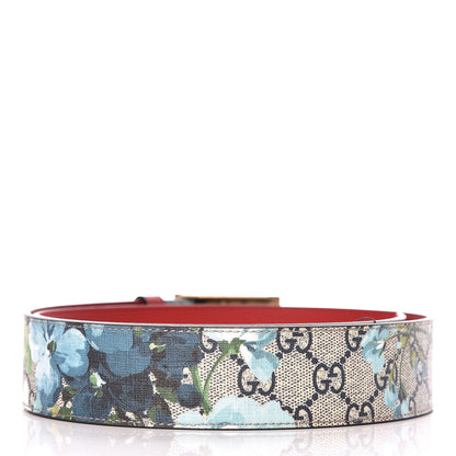 Gucci GG Plus Monogram Blooms Plaque Belt 85 34 Blue 3 of 8