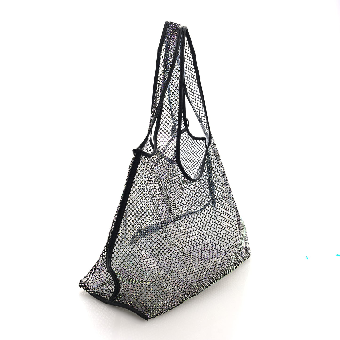 PVC Crystal Mesh Market Tote Black
